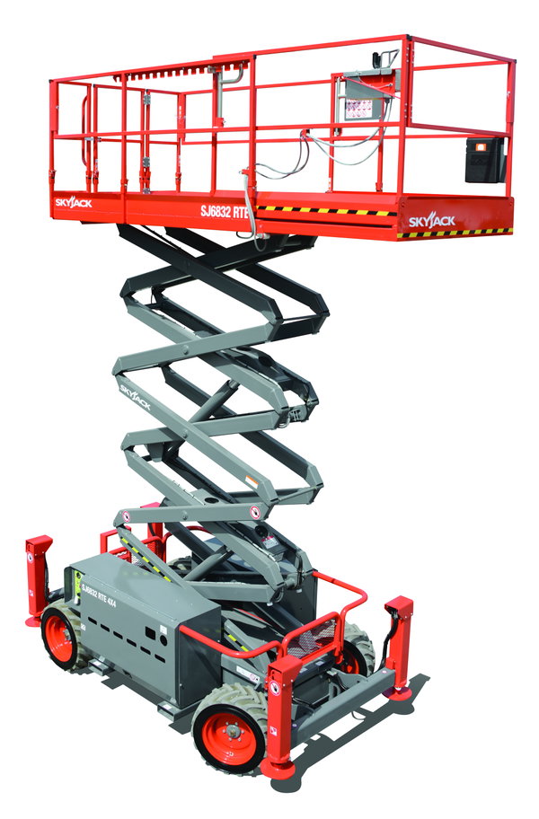 Saxlift, självg, med stödben < 12 m pfh, hybrid